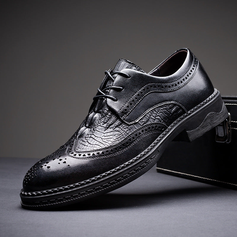 Indo Western Shoes Male Brogue British Style Carving Youth Suit Wedding Shoes plus Velvet Men's Shoes
