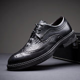 Indo Western Shoes Male Brogue British Style Carving Youth Suit Wedding Shoes plus Velvet Men's Shoes