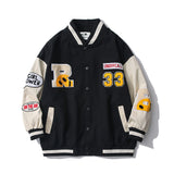 All Star Varsity Jacket Baseball Uniform Retro Alphabet Embroidery Loose Casual Jacket Men