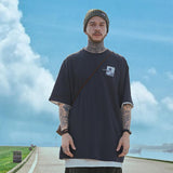 Men T Shirt Summer Casual Tops Wave Printed Short Sleeve T-shirt Men's round Neck Half Sleeve Street Fashion Loose Half Sleeve