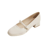 Nude Chunky Heel Mary Jane Shoes
