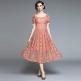 Prom Dresses French Retro Court Lace Dress Teenage Girl Fairy Two-Way Waist-Tight Off-Shoulder Dress