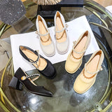 Nude Wide Fit Block Heels Vintage Mary Jane Shoes