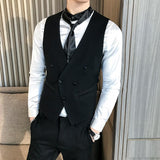 Tuxedo Vests Suit Vest Men's Trendy Personality All-Match Spring and Autumn Thin Casual Handsome Slim V-neck Men's Suit Vest