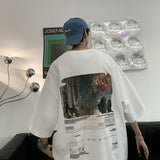 Men Short Sleeve T-Shirt Loose Oil Painting Short Sleeve T-shirt