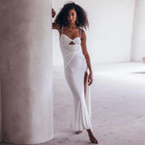 Music Festivals Rave Outfits Dress Summer Sexy Suspenders Slim-Fit Slit Hip-Wrapped Dress