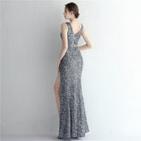 Sequin Evening Dress Split Long Sequined Fishtail Skirt