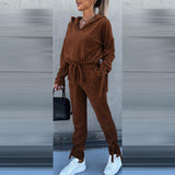 Women Pants Suit Autumn and Winter Solid Color Fashion Loose Two-Piece Suit