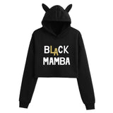 In Memory of Kobe Hoodie Kobe Peripheral Printing Casual Women Navel-Exposed Cat Ear Sweater