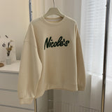 Harvard Sweatshirt Crew Neck Pullover Sweatshirt Female Winter Loose-Fitting Fashion Retro Thickened Warm Coat