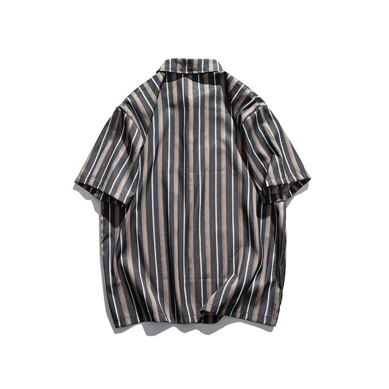 Men's T Shirt Summer Casual Tops Men's Summer Vintage Vertical Stripes Neutral Short-Sleeved Shirt Men's and Women's New Short-Sleeved Shirt