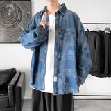 Denim Shirts for Spring and Autumn Casual Loose Long Sleeve Jacket Men