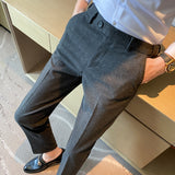 Men Trousers Casual Pants Slim Fit Elasticated Waist Trousers