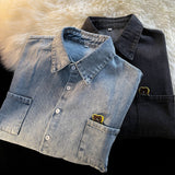 Denim Shirts Denim Short-Sleeved Shirt Men's Summer Half Sleeve Coat