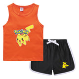 Children Pokemon Pikachu Tshirts & Shorts Casual Sweat Wicking Suit Neutral