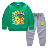 Children Pokemon Pikachu Hoodie & Pant Set Two-Piece Baby Cotton Sweater Set