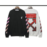 Off White Sweatshirts Long Sleeve round Neck Neck Sweater Autumn and Winter Off Red Gradient Arrow Pattern round Neck Sweater for Men and Women