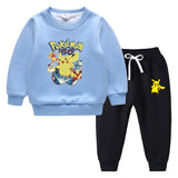 Children Pokemon Pikachu Hoodie & Pant Set Fleece Lined Padded Warm Keeping Sweatshirt Set