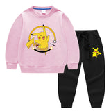 Children Pokemon Pikachu Hoodie & Pant Set Two-Piece Cotton Sweater Set