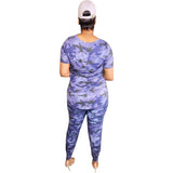 Women Plus Size Co-Ords Camouflage Slim V-neck Fashion Casual Two-Piece Suit