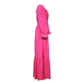 Women Bohemian Dress Autumn Solid Color Loose Long Dress