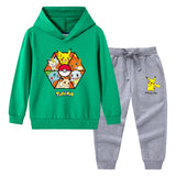 Children Pokemon Pikachu Hoodie & Pant Set Sweater Suit Cotton Trendy