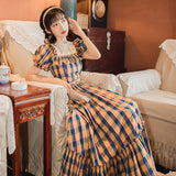 Women Cottagecore Dress Summer Puff Sleeve Dress