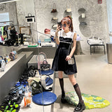 Black and White Dress French Style Shirt Dress