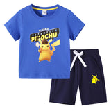 Children Pokemon Pikachu Tshirts & Shorts Cotton Short Sleeve Shorts Two Pieces Neutral