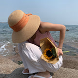Straw Hat Beach Straw Hat Sun Protection Bow Large Hat