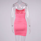 Bella Hadid Dress Sexy Backless Tight Pleated Suspender Dress