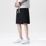 Men Shorts Casual Ice Silk Loose Solid Color Sports