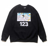 Rrr123 Sweatshirt Retro Graffiti Printing Loose round Neck Fleece-Lined Sweater