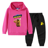 Children Pokemon Pikachu Hoodie & Pant Set Hooded Sweater Trousers Two-Piece Baby Cotton Sweater Set