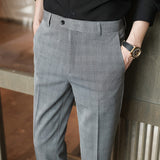 Men Trousers Men's Small Plaid Casual Pants