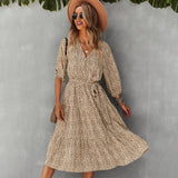 Beth Dutton Bohemian Winter Dress Midi Dresses Waist Slimming Autumn and Winter Large Swing Floral Skirt