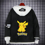 Men and Women Pokemon Pikachu Coat Pet Elf Pikachu Anime Denim Hoodie