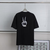 Drippy Hoodies Dissolved Smiley Face Finger Embroidery Short Sleeve Men's and Women's T-shirt