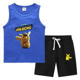 Children Pokemon Pikachu Tshirts & Shorts Summer Vest Middle Pants Sports Casual Thin Two Pieces