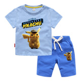Children Pokemon Pikachu Tshirts & Shorts Cotton Short Sleeve Shorts Two Pieces Neutral