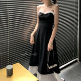 Black and White Dress Hepburn Style Suspender Dress