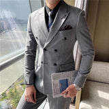 Double Brewed Seersucker Suit Male Youth Fashion Suit