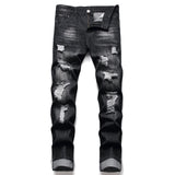J Shaped Jeans Black Ripped plus Size Denim Pants Men