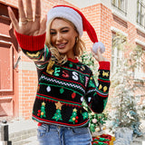 Black Christmas Sweater Christmas Sweater Embroidered Sequins Long Sleeve Sweater Loose