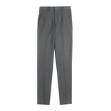 Men Trousers Simple Embroidered Solid Color Casual Suit Pants