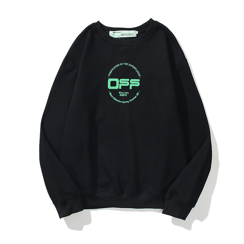 Off White Sweatshirts Long Sleeve round Neck Neck Neck Sweater for Men and Women