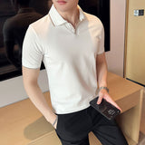 Men Short Sleeve T-shirt V-neck Slim-Fit Short-Sleeved T-shirt