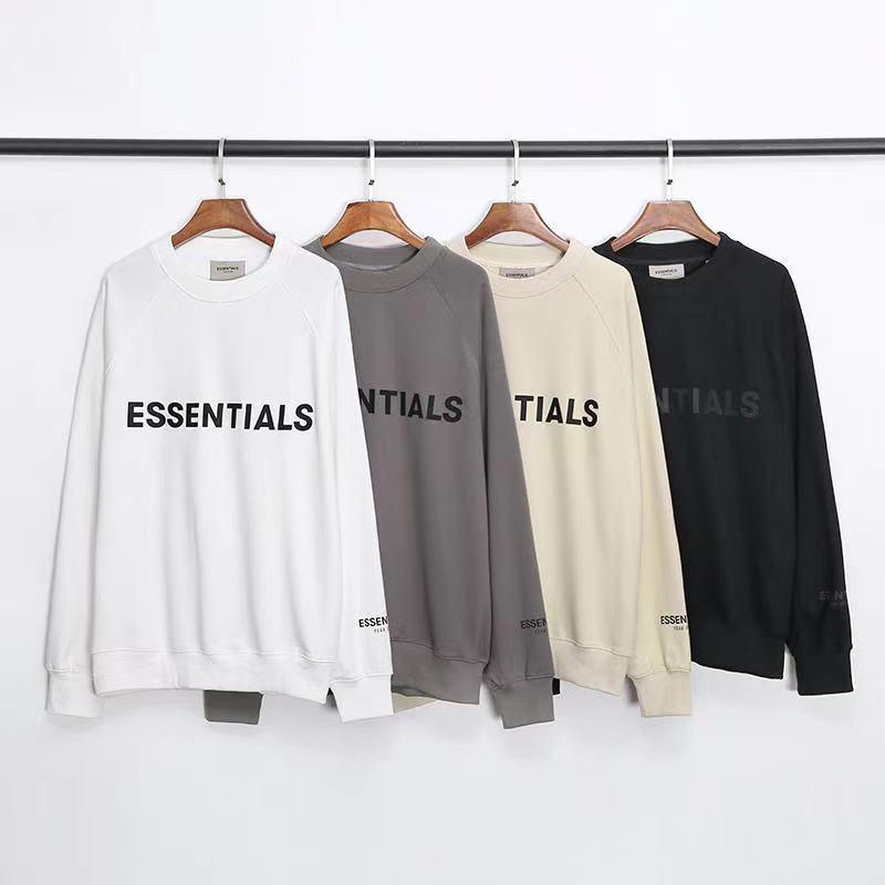 Fog Essentials Sweatshirt Fear Of God Fog Double Line Essentials Three-Dimensional Letter Terry Round Neck Sweater for Men