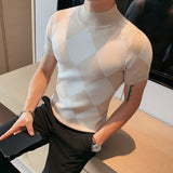 Men Short Sleeve T-shirt Summer Men's Short Sleeve Knitted T-shirt