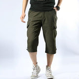 Men's Capris Pants below the Knee Shorts Summer Cargo Pants plus Size Shorts Men's Outdoor Casual Cotton Cropped Pants Men